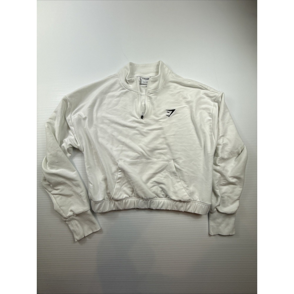 Gymshark Training Pippa 1/4 Zip Pullover White‎ Cropped Top L